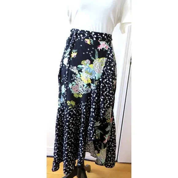 Maaji Black Bouquet Maxi Wrap Skirt Cottagecore/Bohochic  S EUC - Picture 5 of 11